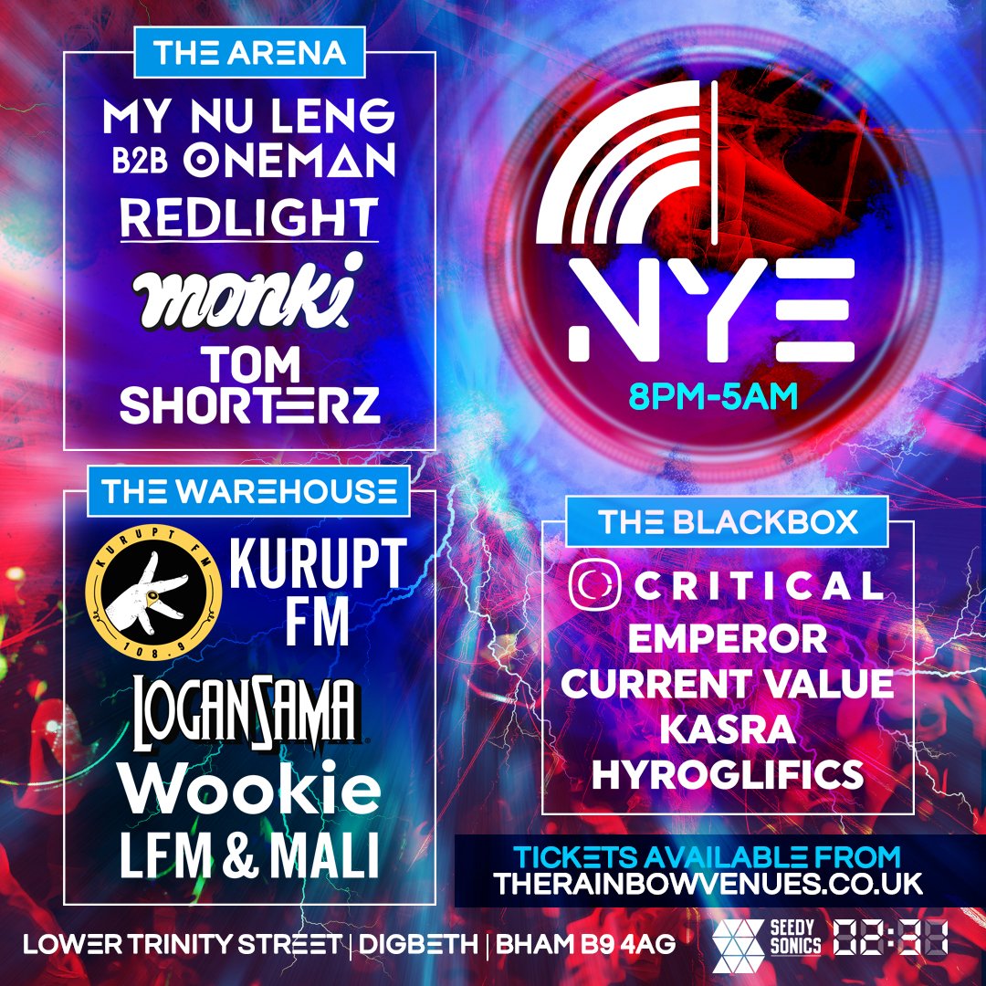 Can't wait for NYE at <a href="/rainbowvenues/">The Rainbow Venues</a> <a href="/SeedySonics/">Seedy Sonics</a> x <a href="/0231afterparty/">02:31</a> + all star DJ line up

Tickets - therainbowvenues.co.uk