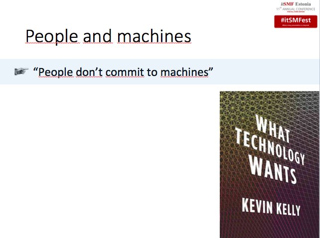 People don't commit to machines, people commit to people ~ <a href="/rumagoso/">Rui Soares</a> #itSMFEst #ITSM