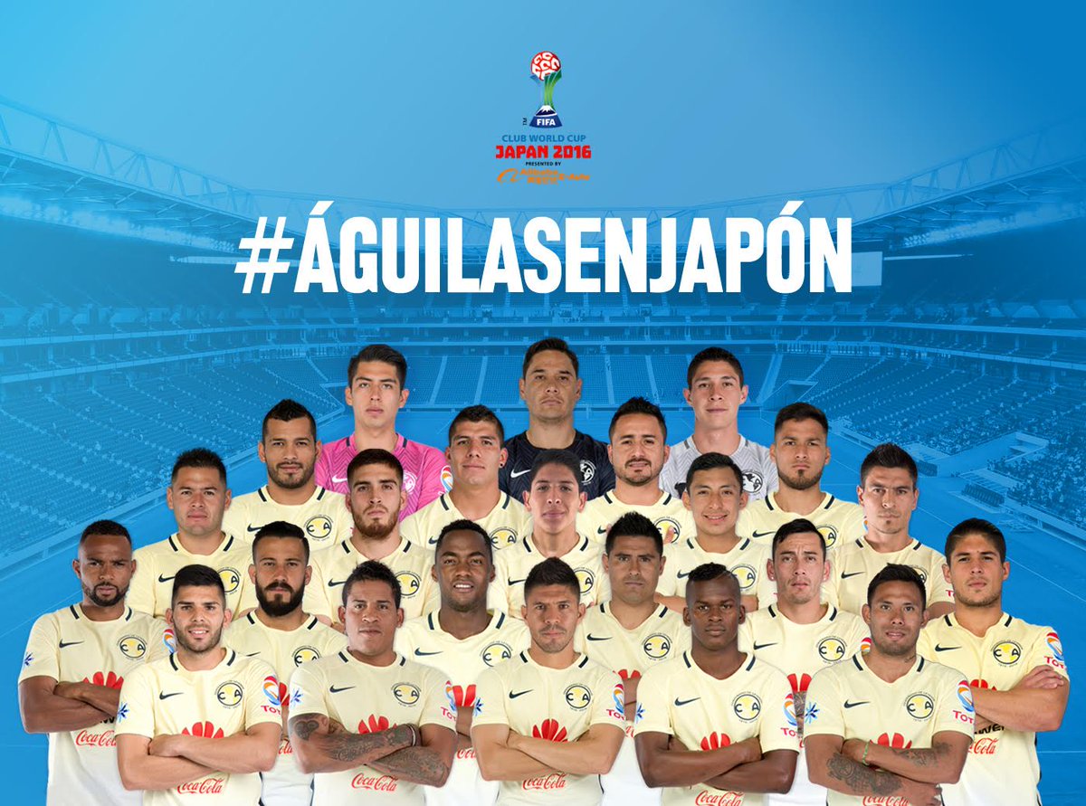 ClubAmerica's tweet photo. Nuestras 23 Águilas que volarán en el Mundial de Clubes Japón 2016. #ÁguilasEnJapón 🇯🇵 https://t.co/UDzljjsplE