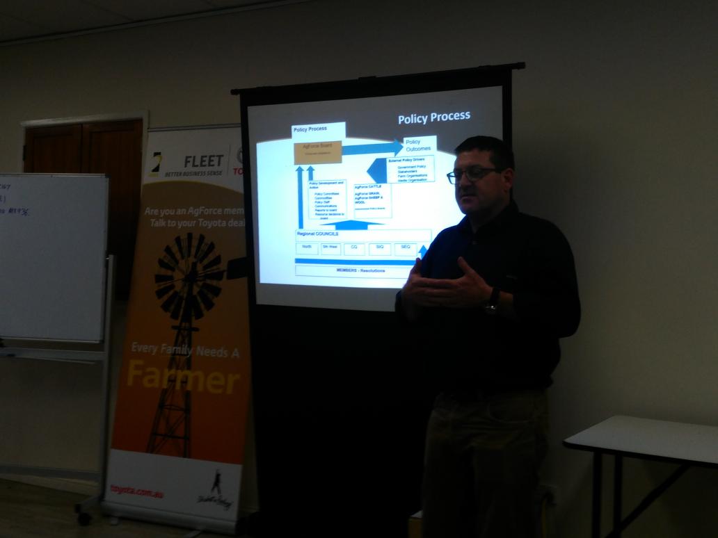 Andrew Freeman talking about 'policy process' with the new executive here in Hughenden.