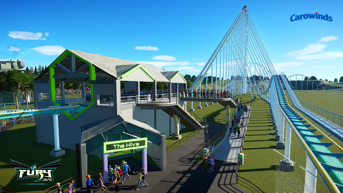 ""Welcome Back from your Ride on Fury 325; Please make your way forward and exit past the Gift Shop""