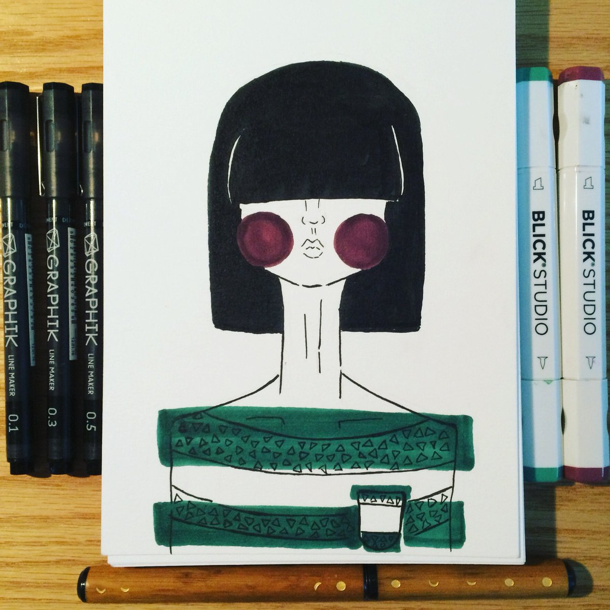 elostrations's tweet image. Work drawing No.2 #blickbrushmarkers #graphiklinemaker #creativemag #illustrationartists #illustrationccc #linework #girl #brushpen #ink