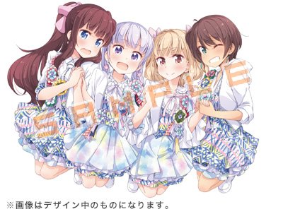 Tvアニメ New Game 公式 さらに Now Singing を予約またはご購入いただいた方に 先着で 原作 得能正太郎イラスト 使用a3ポスター をプレゼント Fourfoliumの衣装を着た青葉 ひふみ はじめ ゆん 貴重なイラストです T Co