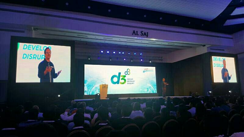 tinucherian's tweet photo. Can AI develop faster than human brain such that machines take over control? asks @USTGlobal CEO @SajanPillaiUST at #USTDevCon2016 #D32016 https://t.co/zcM0qFVsSd