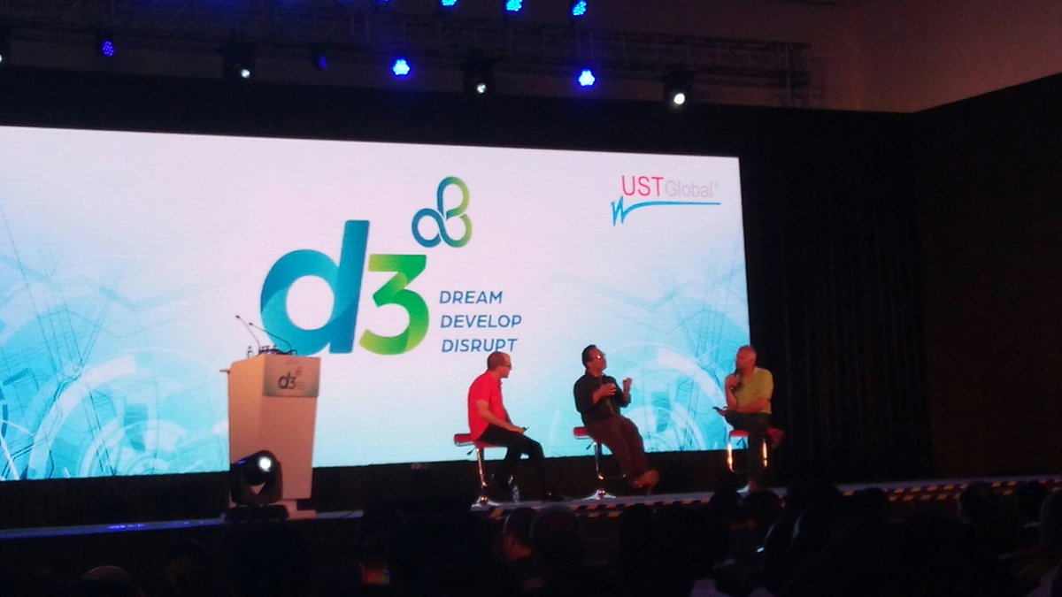 USTglobal's tweet photo. Panel discussion and Q&A @USTGlobal #USTDevCon2016 #D32016 @jackhidary @SajanPillaiUST Niranjan Ram https://t.co/OyO6PAR8XP