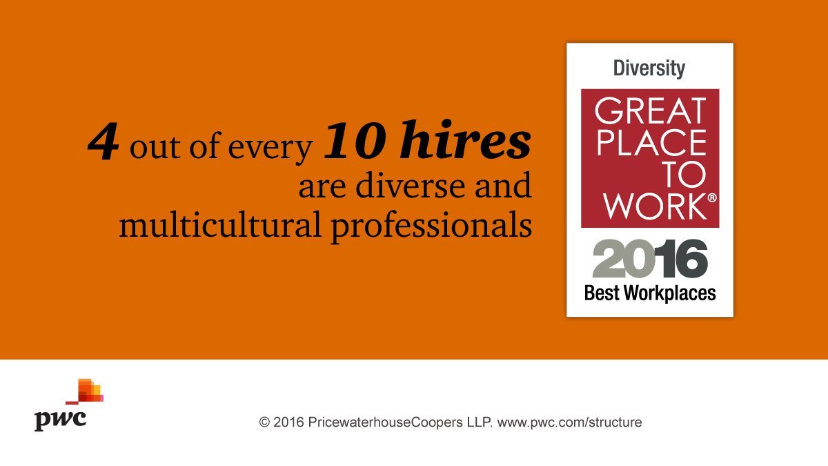PwCUS's tweet photo. Proud to work at a firm that wants our people to feel welcomed, supported and able to go as far as their talents will take them! https://t.co/ukOBwyC352