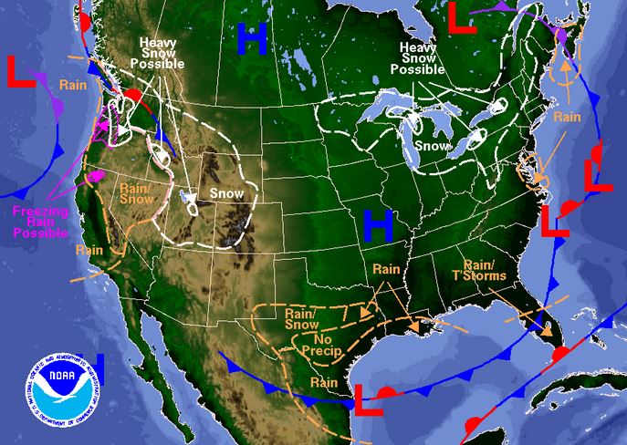 NWS's tweet image. Heavy snow possible in the West &amp;amp; lake effect snow downwind of the Great Lakes. Cold temperatures over the Plains. wpc.ncep.noaa.gov