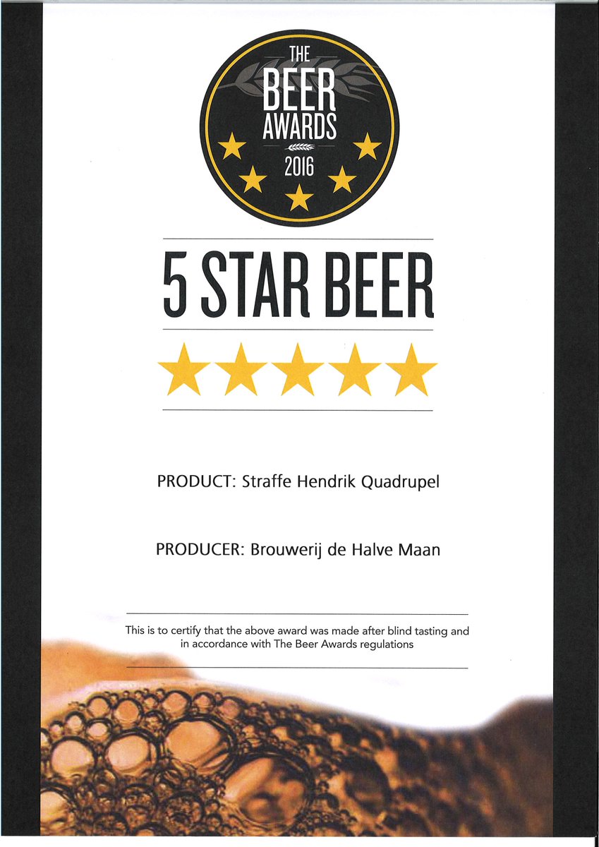 Straffe Hendrik Quadrupel awarded 5 STAR BEER @ #TheBeerAwards2016