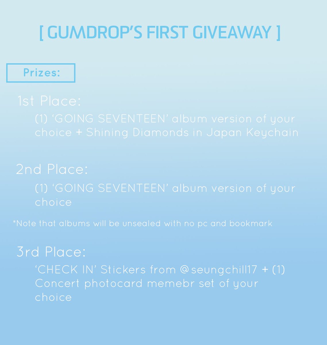 gumdrop_svt's tweet photo. 🍬 GUMDROP'S 1ST GIVEAWAY 🍬
Ends on 01/04. Please read the mechanics thoroughly. thank you and please support this giveaway! 💓 https://t.co/eb1pAOM8CB