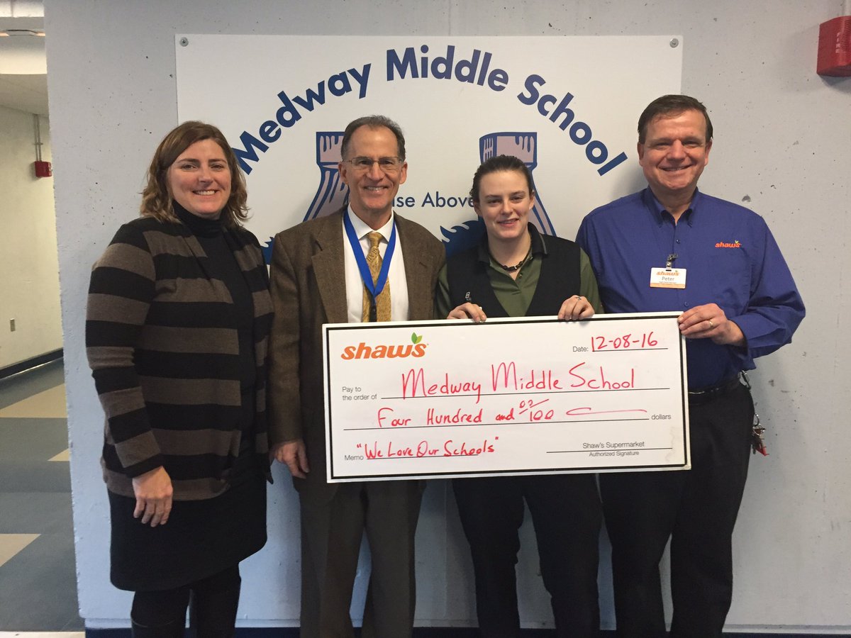 Medway Middle School Thank You Star Market Shaws For Your Generous Donation