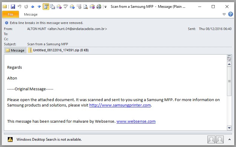 speeednet's tweet image. Infected #Zipfiles holding #Javascript #Locky #Downloader arriving as #Samsung scan. Delete #extortion #smallbusiness #Ransomware #spam