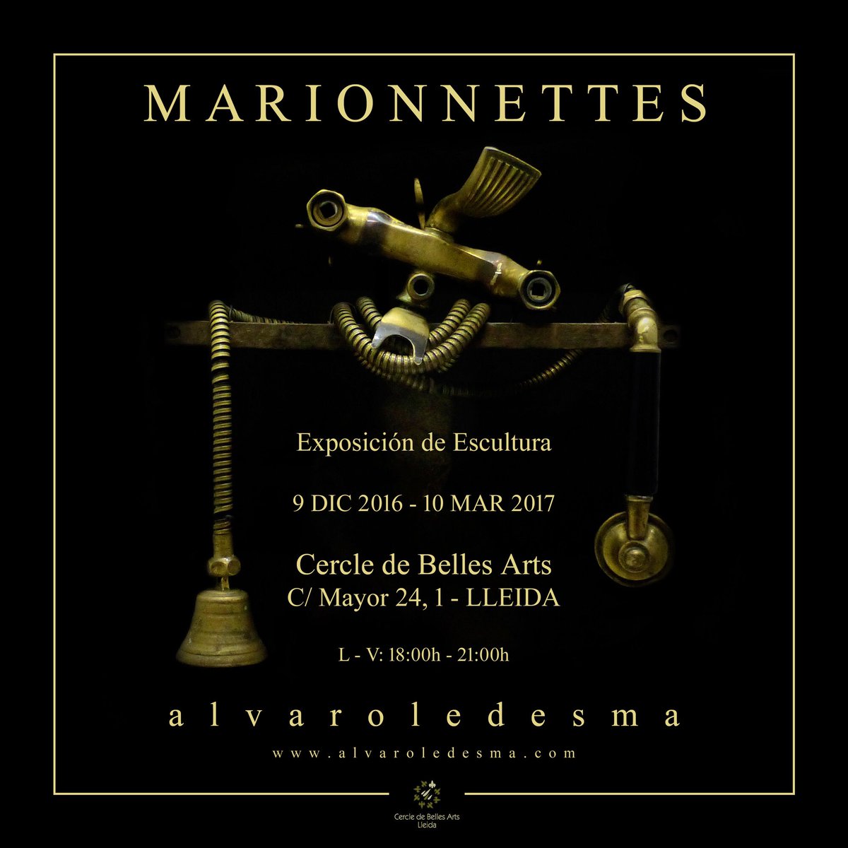 Bihartik aurrera <a href="/alvaroledesma/">Alvaro Ledesma</a> -ren 'Marionettes' eskultura erakusketa <a href="/CBALleida/">Cercle Belles Arts</a> -n. --> bit.ly/2gayEnB