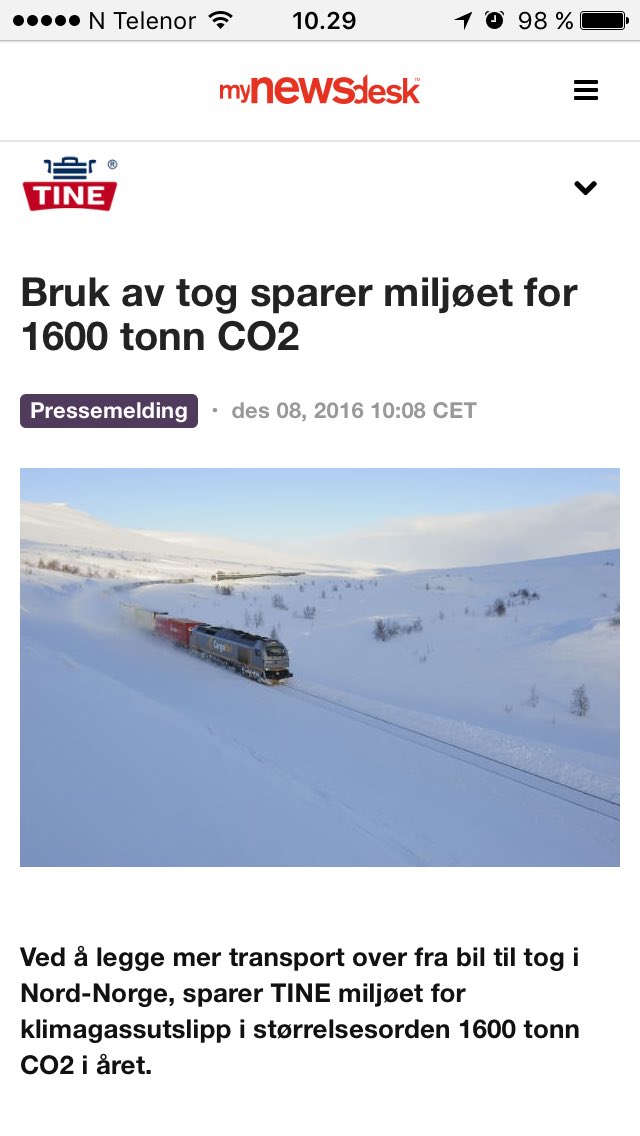Togtiltromso's tweet photo. Har vi en ny alliert? @TINE_SA  #søringKorIHelveteEMittTog #TogTilTromsø https://t.co/6fr3t59Ikg