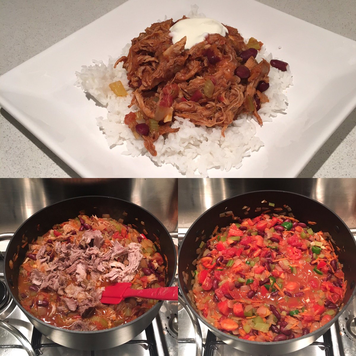 emilysleech's tweet photo. When you slow cook pulled pork and then add it to your chilli base. #winningatlife #pulledporkchilli https://t.co/bDd70bzYYD