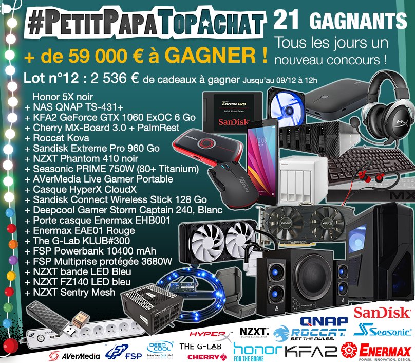 TopAchat's tweet image. Concours #PetitPapaTopAchat C'est parti pour le #lot12 à 2 536 € :-) Pour participer, RT + Follow @TopAchat !