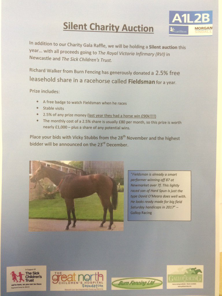 gallop_racing's tweet photo. Great prize share in #fieldsman great causes @TheSCT #royalvictoriainfirmary @morgansindallci @Carillionplc RT https://t.co/zQ4stuRROJ