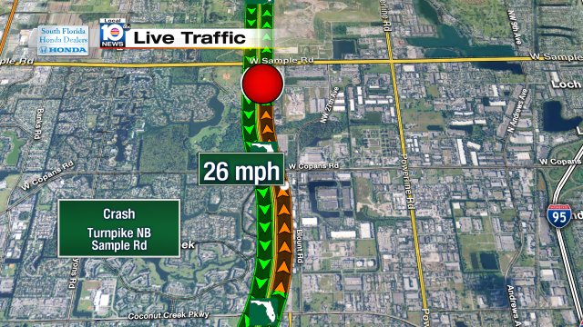 Crash on Turnpike NB before Sample Rd #traffic https://t.co/FcL1lnyihT