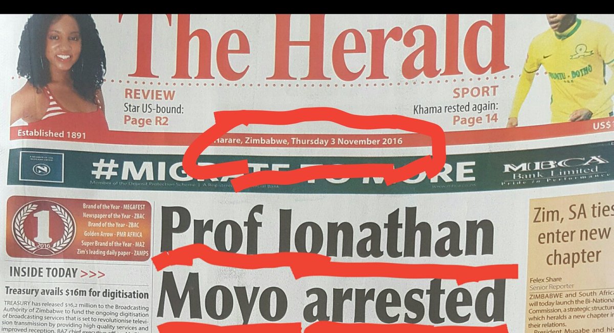 ProfJNMoyo's tweet photo. 2/2 How many times does the successionist @HeraldZimbabwe want me ARRESTED on the same charges after gleefully reporting my ARREST Nov 3? https://t.co/YVPp8TpYK8