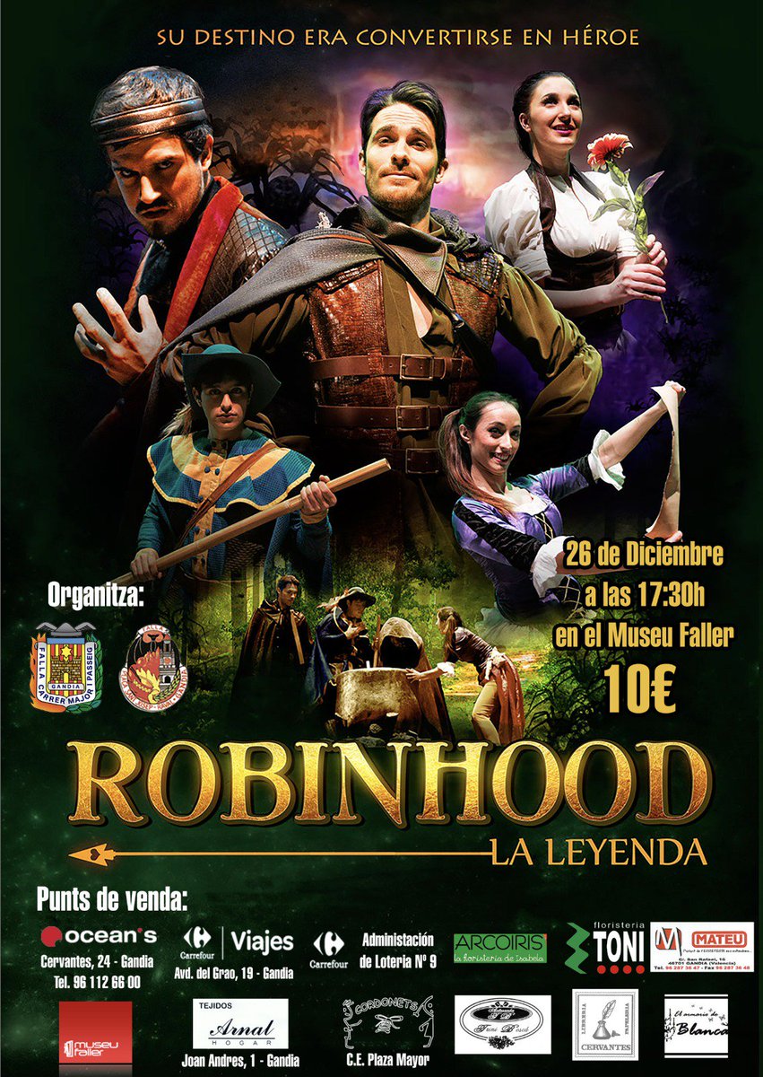 FallaCMIP's tweet image. Dilluns 26 de Desembre a les 17:30 Musical ROBINHOOD.
Vos esperemos al museu faller
#Il.lusió #CMiP #Musical #RobinHood #Gandia #falles2017