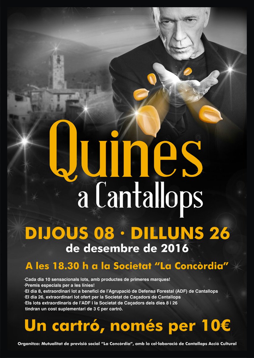 Us esperem a la #Quina de #Cantallops.
A les 18:30 a la Societat
<a href="/AspresEmporda/">Els Aspres d'Empordà</a> <a href="/tramuntana_tv/">Tramuntana Televisió</a> @SDC_Emporda <a href="/infojonquera/">InfoJonquera.cat</a> <a href="/emporda_info/">EMPORDÀ</a>