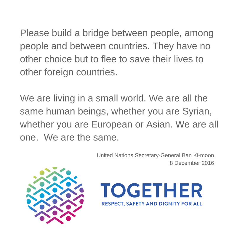 "While many people are helping, politicians are fighting." 
Ban Ki-moon calls for respect, safety &amp; dignity for all. bit.ly/2h9ON0s