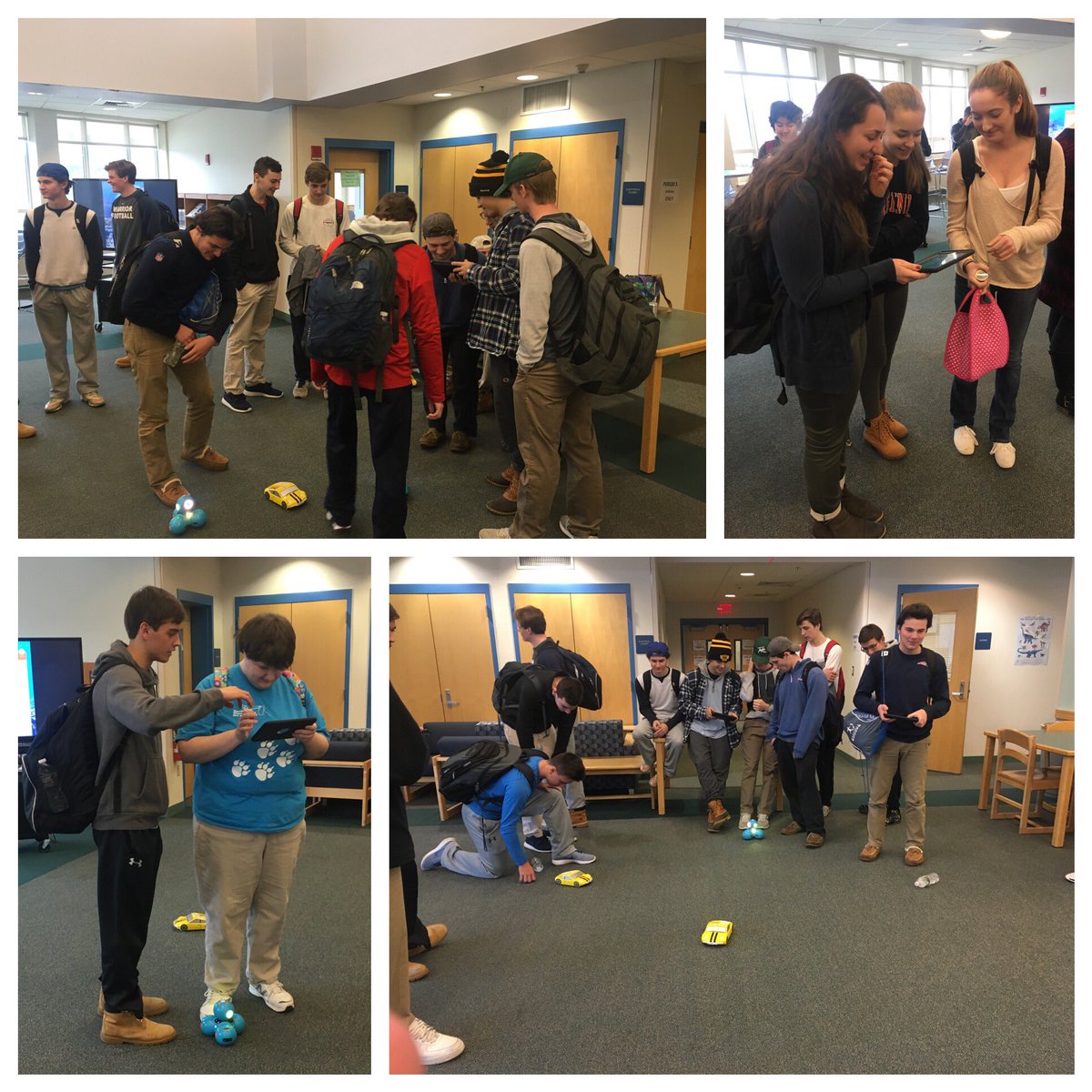 mssafermhs's tweet image. Having fun during Hour of Code...thanks @nealman17 &amp;amp; @kcowell7 #funwithrobots #beepbeep