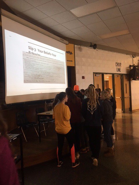 DrRedwolves's tweet photo. Students Voting During Lunch for their choice for the "SMS Behavior Bucks" design created by 3 of our students. #studentledfuturefocused https://t.co/i8UQlAtJOw