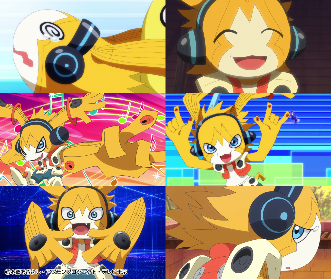 デジモンu アプリモンスターズ公式 V Twitter キャラクター紹介 ミュージモン ｃｖ 田村奈央 ノーミュージモン ノーライフ 虎次郎のバディアプモン 音楽アプリの能力を持つ 虎次郎と同じようにノリノリの性格 アプモン デジモン