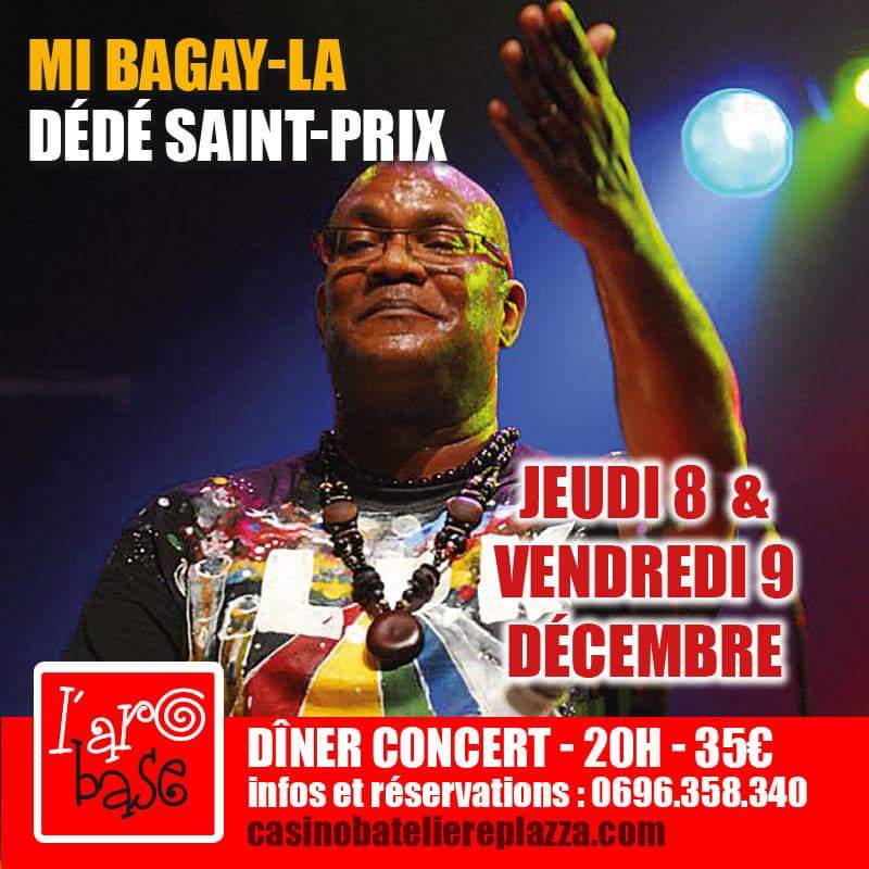 #Martinique #ArObaseEvent
#MiBagayLa. Retrouvez les 8 et 9/12 #DédéSaintPrix à l'ArObase, entre authenticité et tradition
Resas : 0696358340