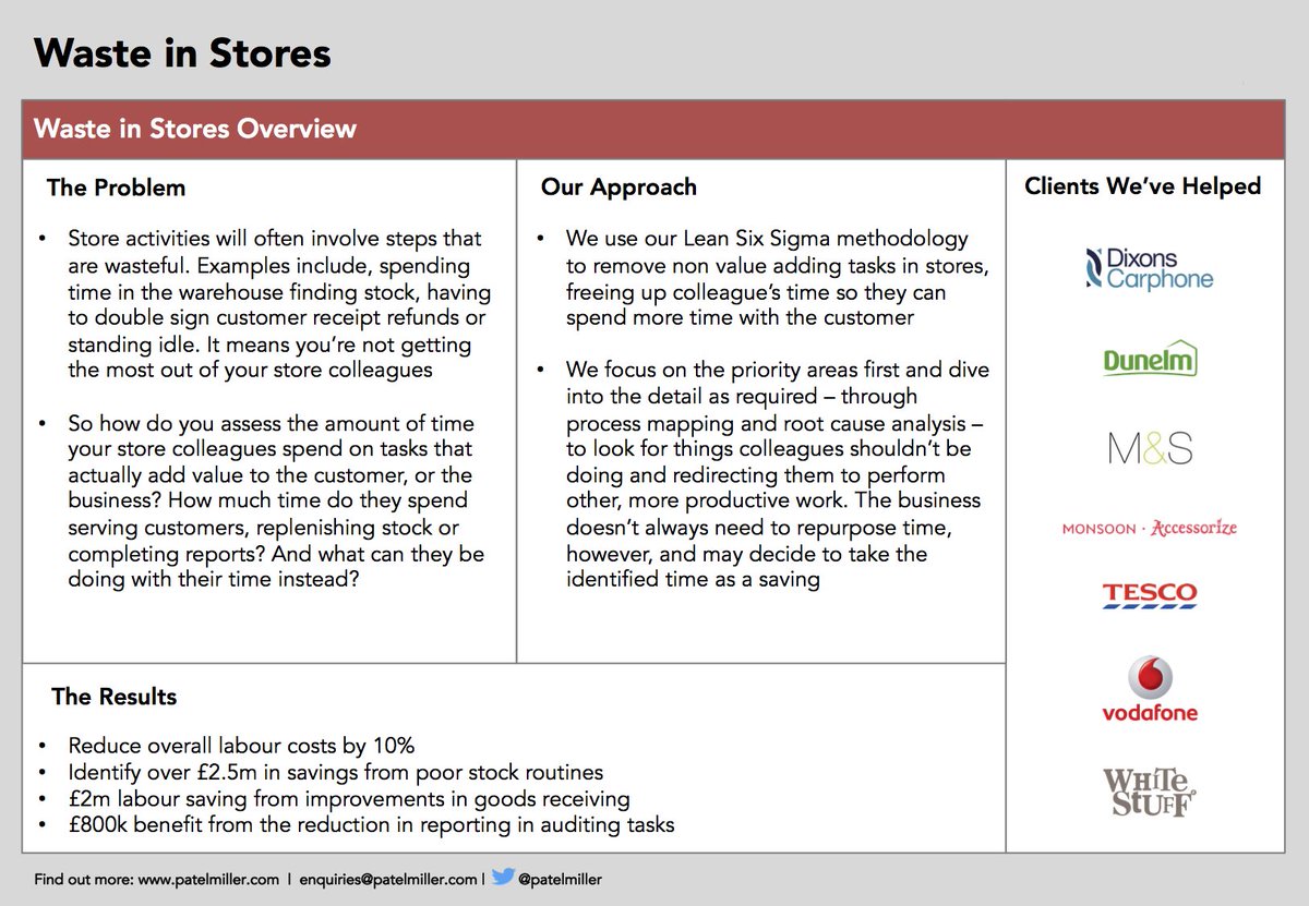 PatelMiller's tweet photo. Do you get the most out of your store staff? We use Lean Six Sigma techniques to reduce process waste, making retail stores more productive https://t.co/w7jI83YLHx