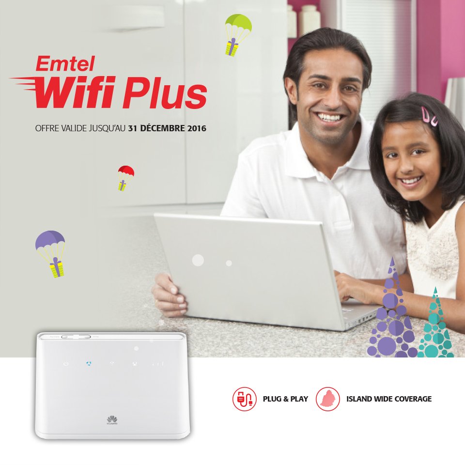 [Offre spéciale #Emtel Wifi Plus]
Pour tout nouvel abonnement de 25Go, vous bénéficierez de 25Go supplémentaire !
emtel.com/emtel-wifi-int…