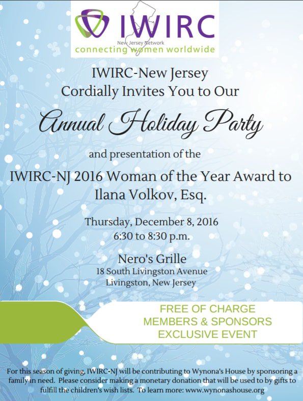 We are delighted to share that our colleague Ilana Volkov will be honored as <a href="/IWIRCNJ/">IWIRC New Jersey</a> Woman of the Year this evening.