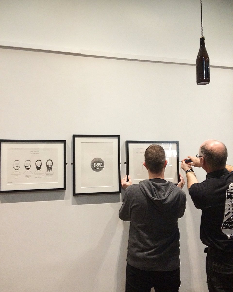 MagicRockTap's tweet photo. New exhibition by @beerdoodles is going up. Ready to see in all its glory at 4pm today. Original artworks for sale. https://t.co/d49SM5jhGq