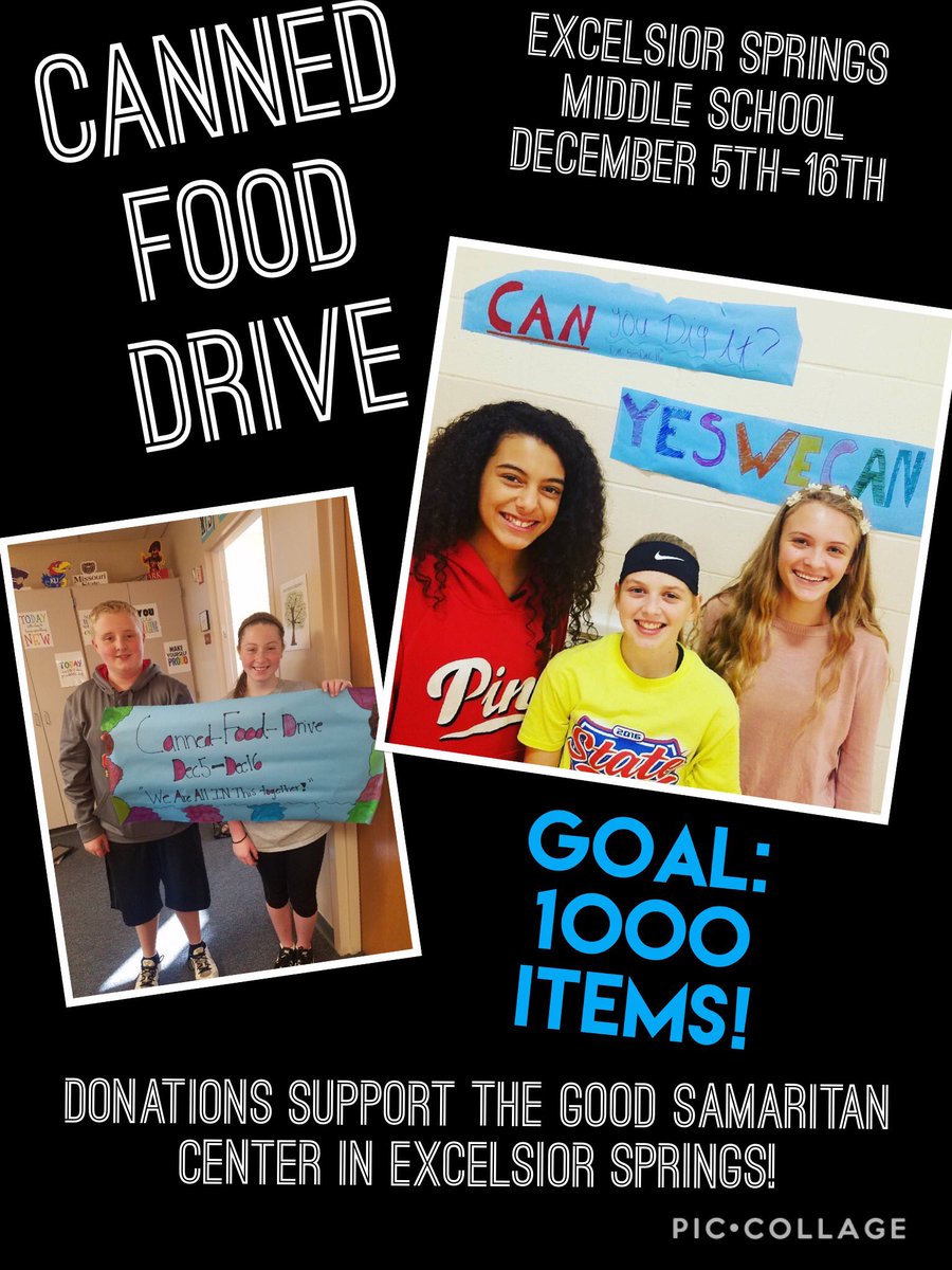 CounselorTLane's tweet photo. CAN we do it? Yes we CAN! Donate to the Canned Food Drive @MS_ESSD40 to support the Good Samaritan Center! #ESMSBestYearEver https://t.co/OI4bCl4r51