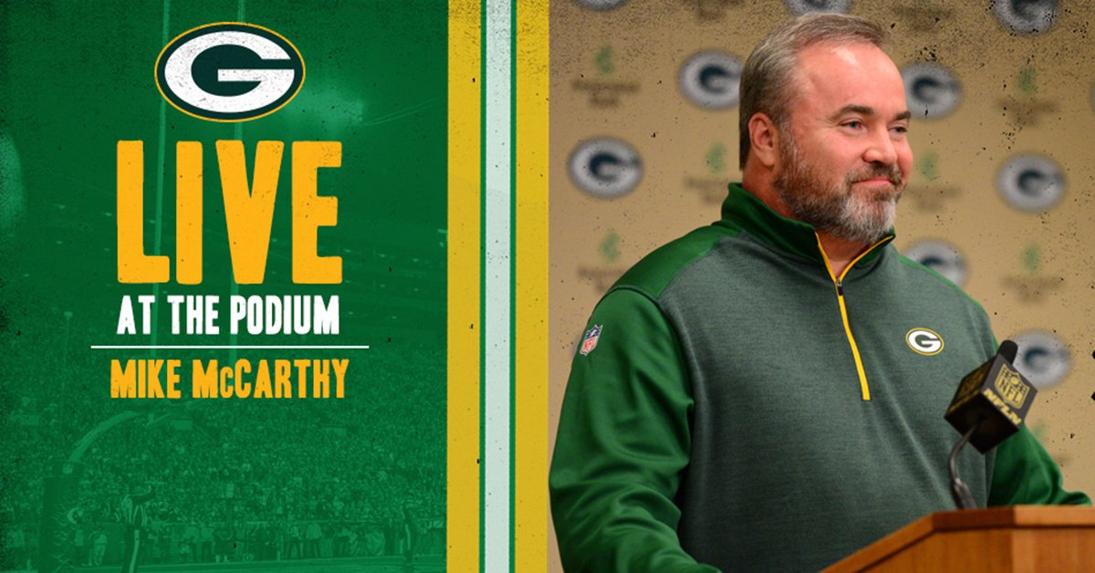 #Packers Head Coach Mike McCarthy will be meeting with the media in a few minutes.  💻📱: pckrs.com/LIVE https://t.co/XqEvJ1SjBV