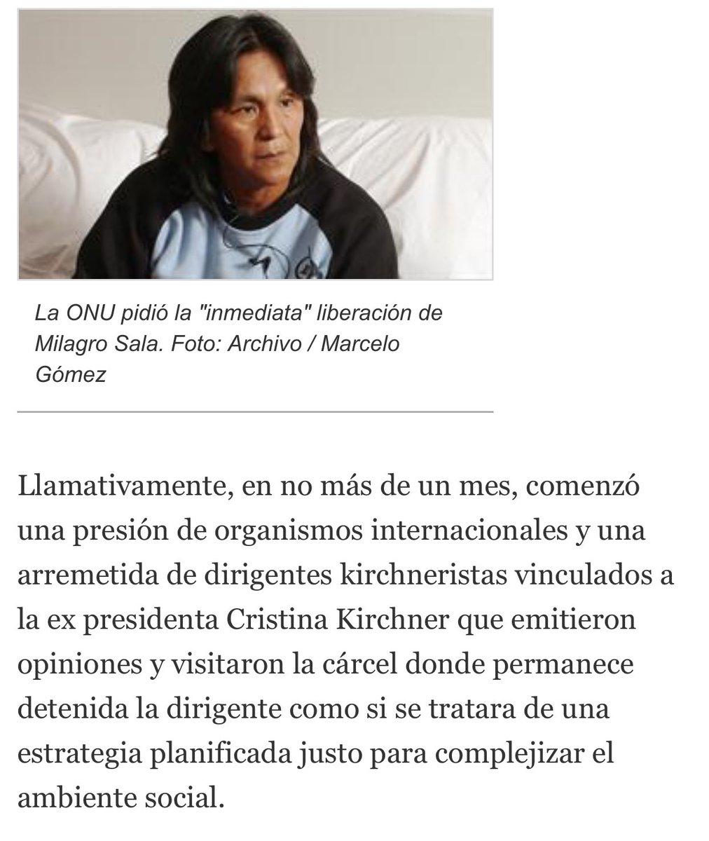 NicolasSingers's tweet photo. La Nación presenta los reclamos por el caso Milagro Sala como "una arremetida K para complejizar el ambiente social". De no creer. https://t.co/NFPngoltFz