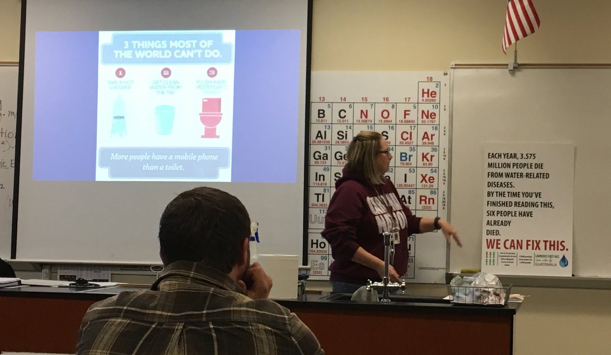 MaBlackOW's tweet photo. Two incredible teachers teamed up for global issue lesson. @SraMcQ presenting on clean H2O in Guatamala in @SplichalJulie's earth sci class! https://t.co/ZkdyrDhDBo