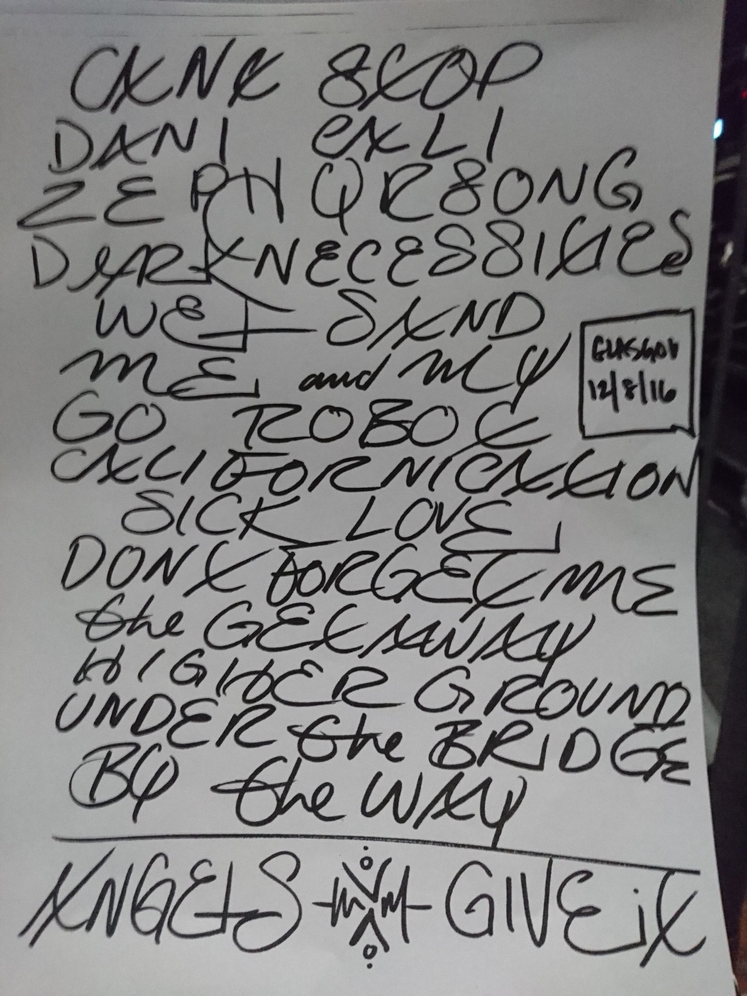 Henrik RHCP on Twitter "Setlist Glasgow 12/8/2016 Red Hot Chili