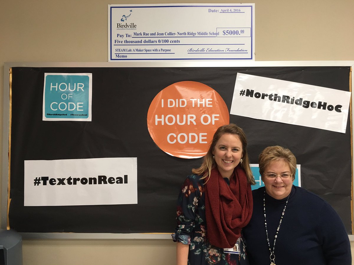 drmillerray's tweet photo. Super proud of these 2 leading the Hour of Code @nrmscats #northridgehoc #textronreal #bisdshines #birdvillelearns #CS4All #CSEdWeek https://t.co/yRJXqCFaYU