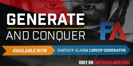 FantasyAlarm's tweet photo. GENERATE &amp; CONQUER - NEW @Rosters Lineup Generator from @FantasyAlarm #dfs #fantasyfootball https://t.co/sNXxd84UJc https://t.co/x9hytd1MyK