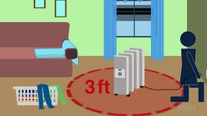 Keep space heaters at least 1 m (3 ft) away from combustibles such as curtains, upholstery, or holiday decorations. @johndehooge @OFLSE