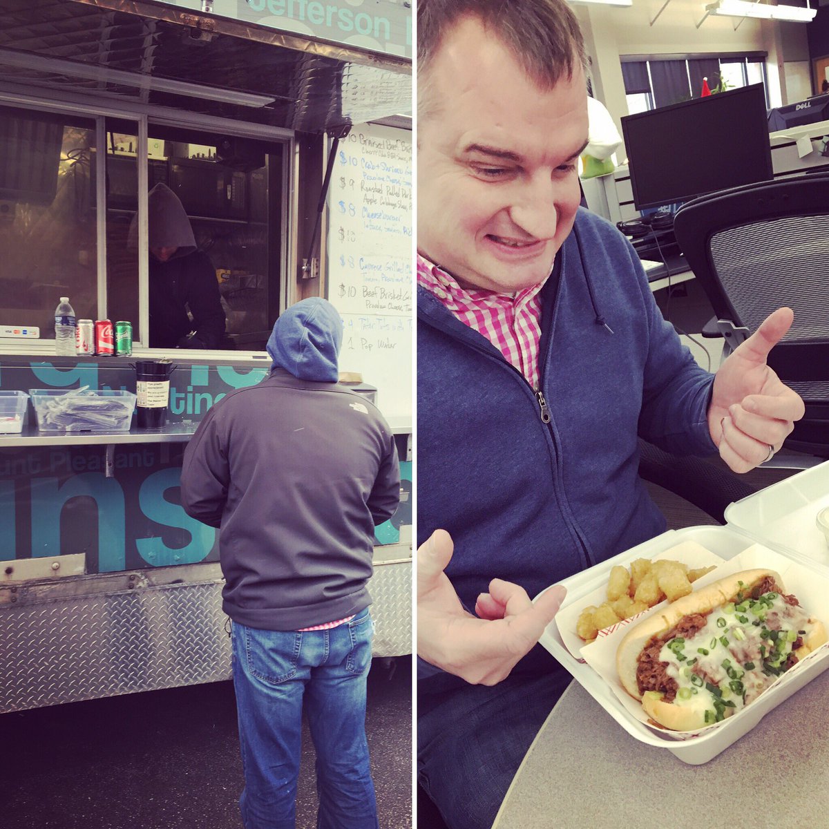 TimGreatLunch's tweet photo. @mannatruckcle Thursday! Brisket sandwich &amp; truffle tots #foodtruckfrenzy #greathousegiggle  #makelunchgreatagain #meat   #lotsoftots https://t.co/utN857xLdj