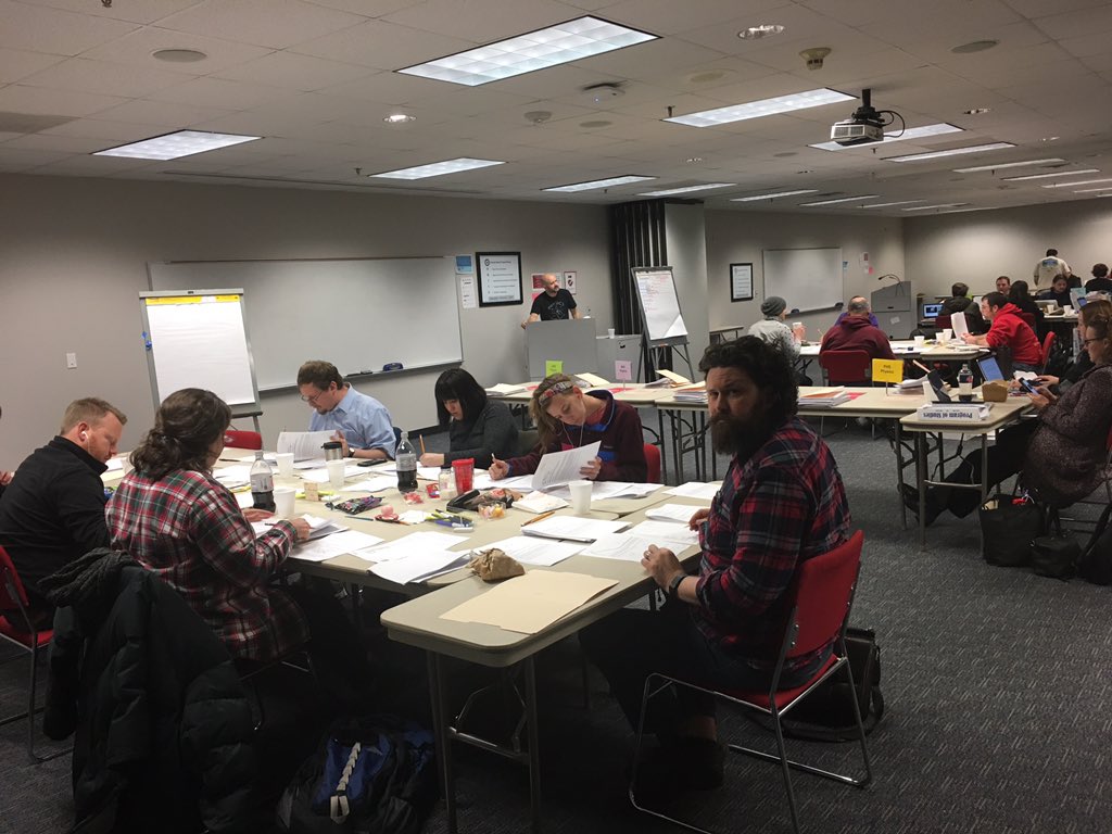 Byoteec's tweet photo. AP Science teachers working on grading FRQ's #risdgreatness @1JDenton @DR_RC @RISDScience @KimSCaston @easwaner @rromanillos https://t.co/UARX1QQXro