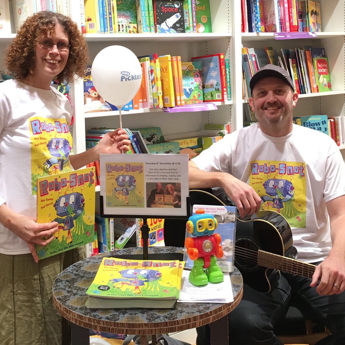 ThePaulCherrill's tweet photo. Thx 4 having us @WaterstonesExRG The #RoboSnotSong - an #EarWorm 2 remember us by! C u again Feb 17! @scholasticuk @AmySparkes #RoboSnotLive https://t.co/RKanWa1viY