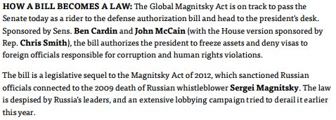 Today on PI – New bill rider lets #POTUS freeze assets of foreign officials guilty of corruption/human rights abuse. politi.co/2hktkSW