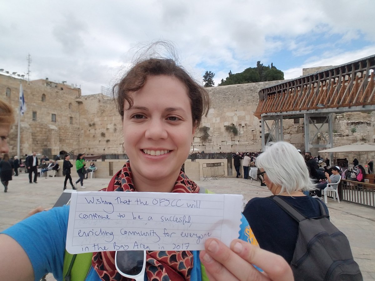 ofjcc's tweet photo. Marla, our Family Engagement Manager, is in Israel putting in a word with the Big Guy for the #OFJCC. Thanks! #WesternWall https://t.co/pOrENFJj9D