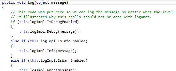 jeffmn's tweet image. ahh... bits from coders past. CERTAINLY #log4net must have gotten it wrong. it's only been around for ~15 years. #sarcasm #mylife #HALP
