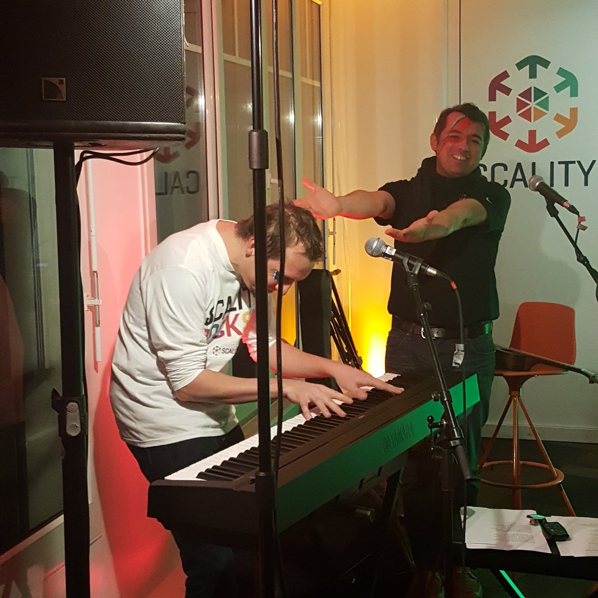 ScalityKory's tweet image. The Scality House Band, rocking HARD on the Rue Tronchet at #scalityrocks