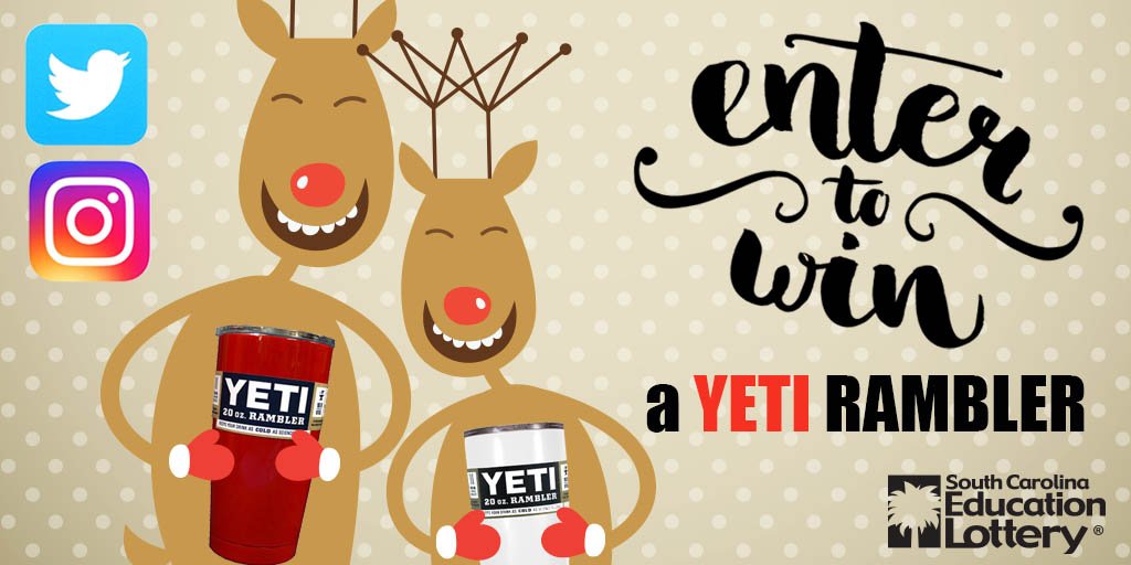 sclottery's tweet image. Win the hottest gift of 2016! RT and FOLLOW @sclottery to enter to win a Yeti for the holidays!