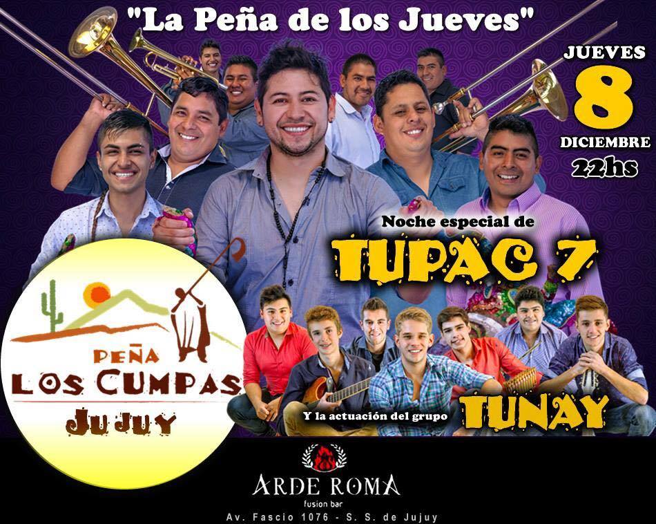 ArdeRomaJujuy's tweet photo. #Espectaculos únicos en #Jujuy vivílos en @ArdeRomaJujuy 
Esta noche Peña @Los_Cumpas #Tupac7 + #Tunay
Evento : https://t.co/gPMYQa59hL https://t.co/uvHMl8hy11